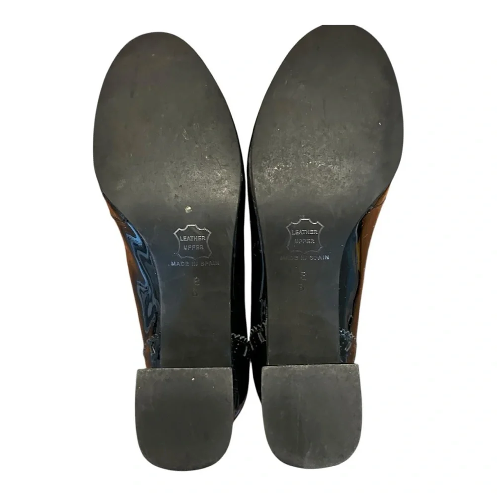 FS NY Classic Black Patent Leather Round-Toe Loafer Heels for Women‎ SZ 8